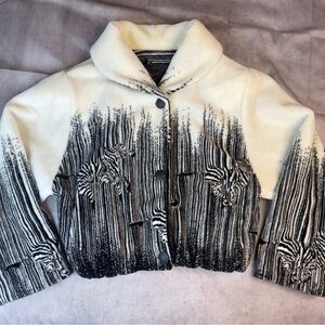 Vintage Denali Zebra Print Faux Fur Jacket - Made in USA - Size Medium